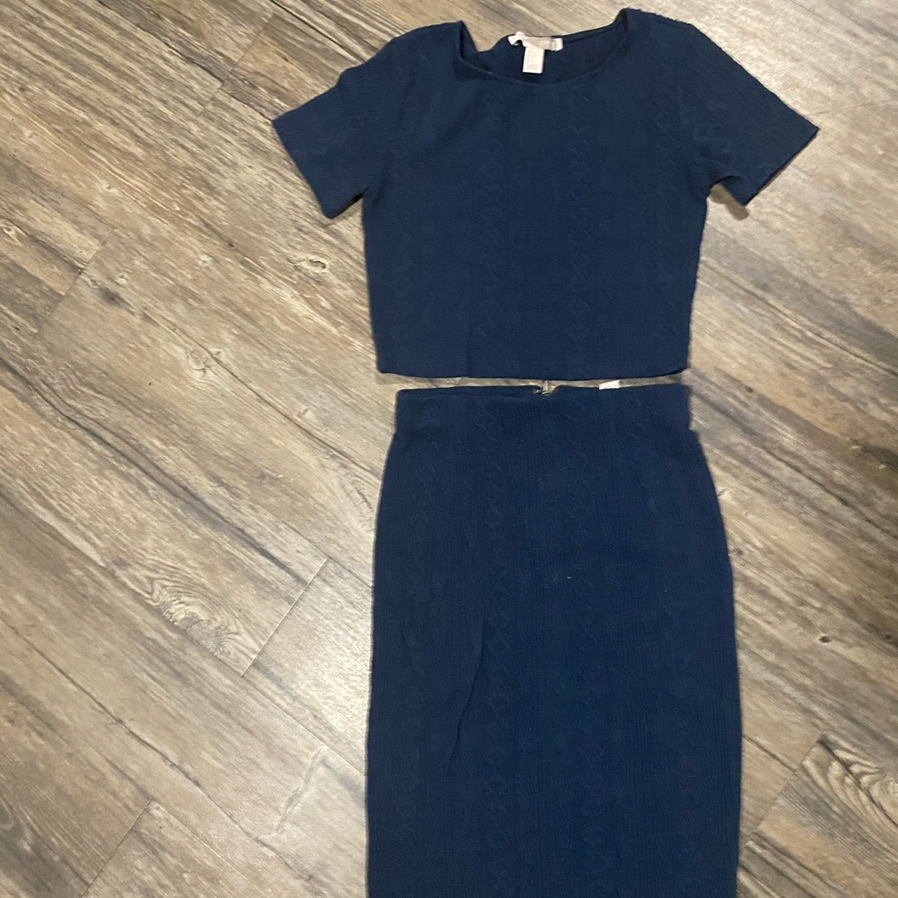 Navy Blue Skirt Set